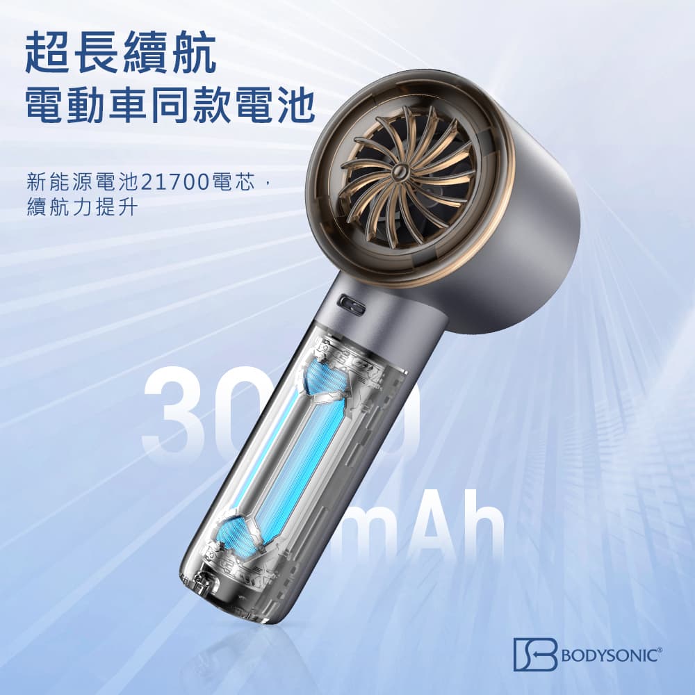 Japan Bodysonic Electric Frozen Cooling Handheld Fan F88 - Titanium Grey