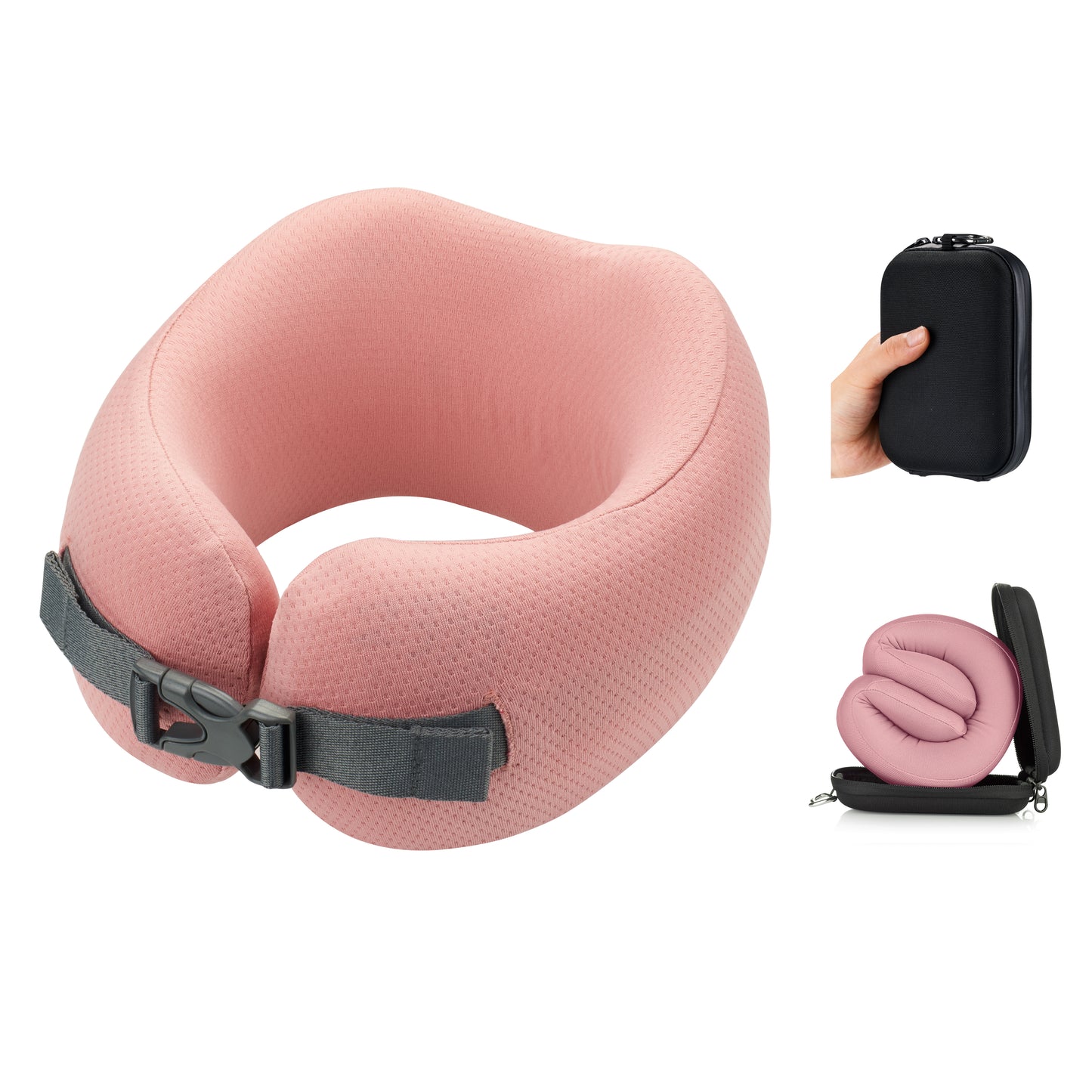 EASYNAP - 便攜記憶海綿頸枕 粉紅色 細/中碼 (隨附包裝盒)