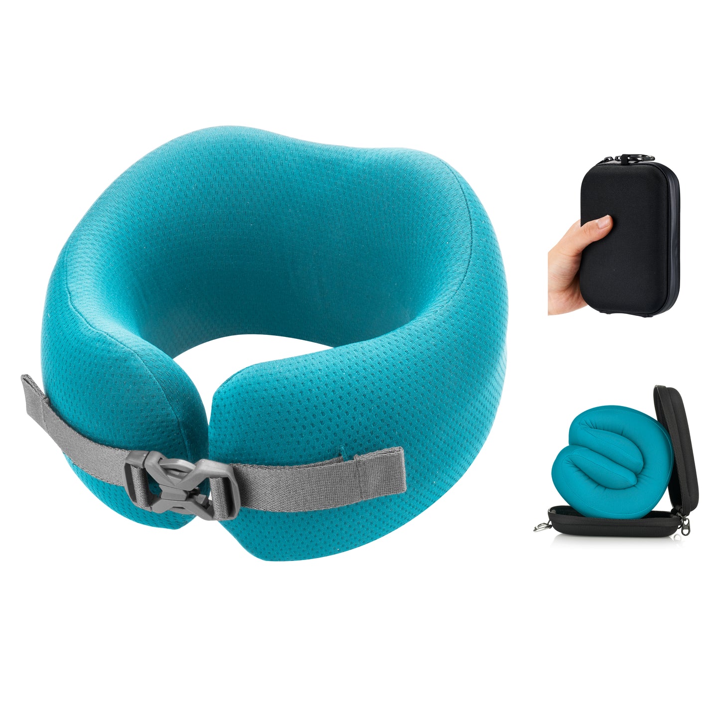 EASYNAP 便攜記憶海綿頸枕 阿爾及爾藍色 大碼 (隨附包裝盒)