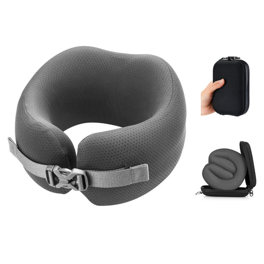 EASYNAP - 便攜記憶海綿頸枕 灰色 大碼 (隨附包裝盒)