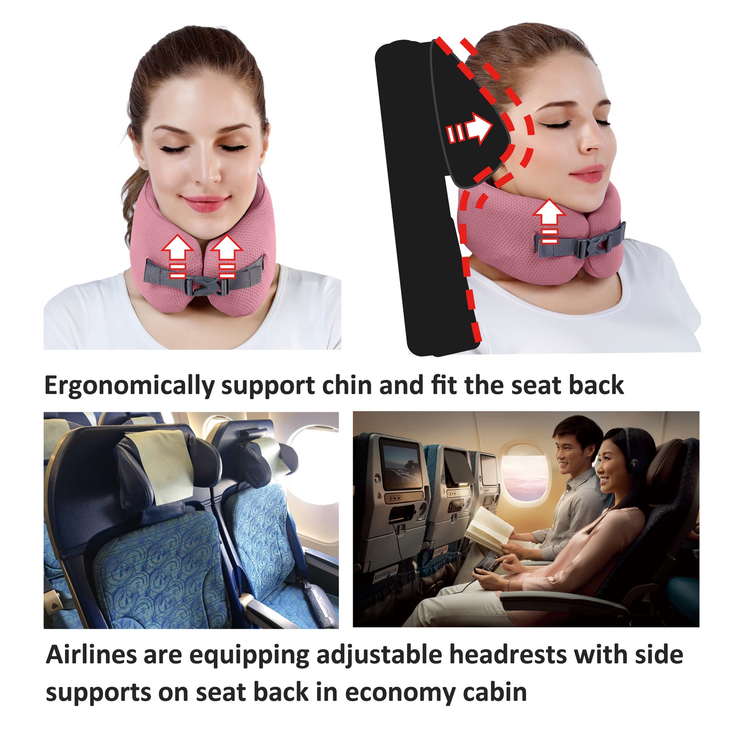 EASYNAP - 便攜記憶海綿頸枕 粉紅色 細/中碼 (隨附包裝盒)