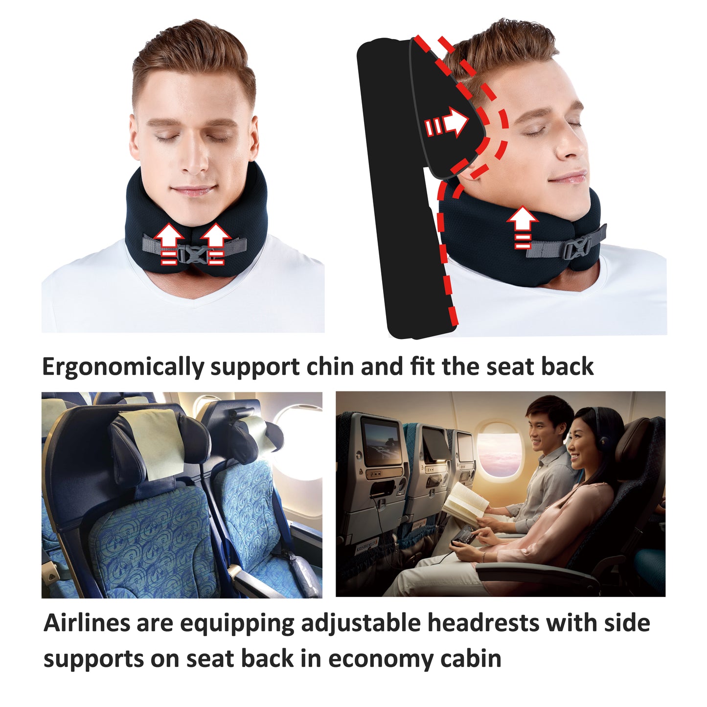 EASYNAP - 便攜記憶海綿頸枕 黑色 大碼 (隨附包裝盒)