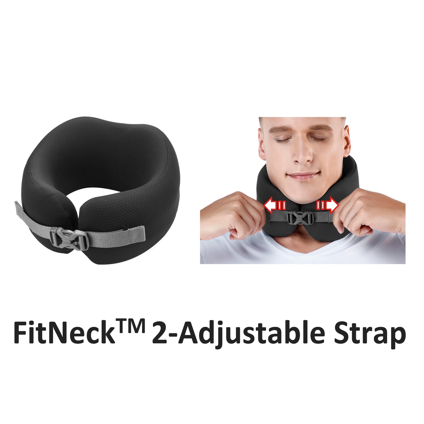 EASYNAP - 便攜記憶海綿頸枕 黑色 大碼 (隨附包裝盒)