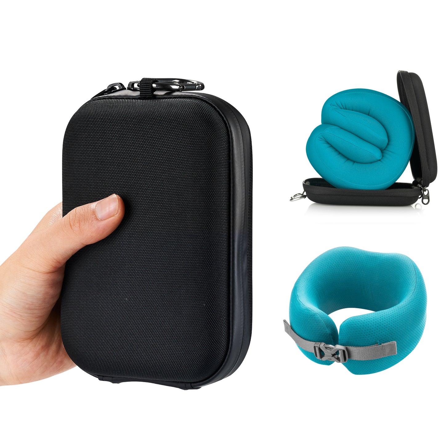 EASYNAP 便攜記憶海綿頸枕 阿爾及爾藍色 大碼 (隨附包裝盒)