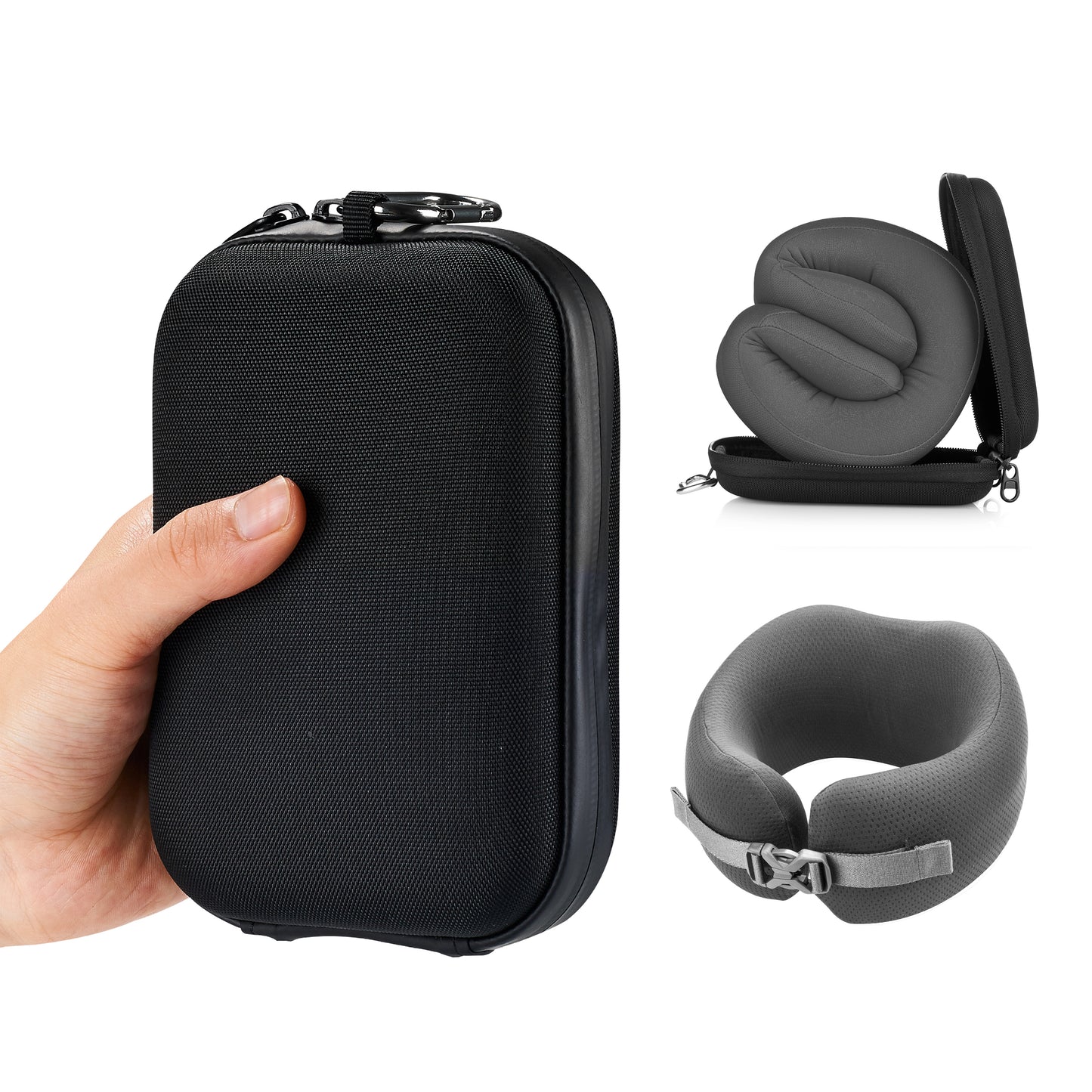 EASYNAP - 便攜記憶海綿頸枕 灰色 大碼 (隨附包裝盒)