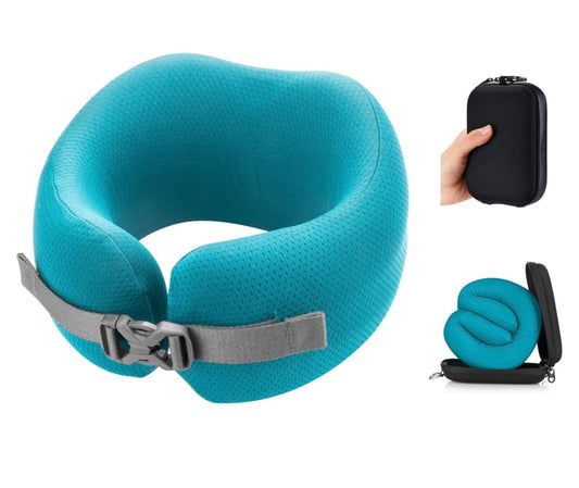EASYNAP 便攜記憶海綿頸枕 阿爾及爾藍色 大碼 (隨附包裝盒)