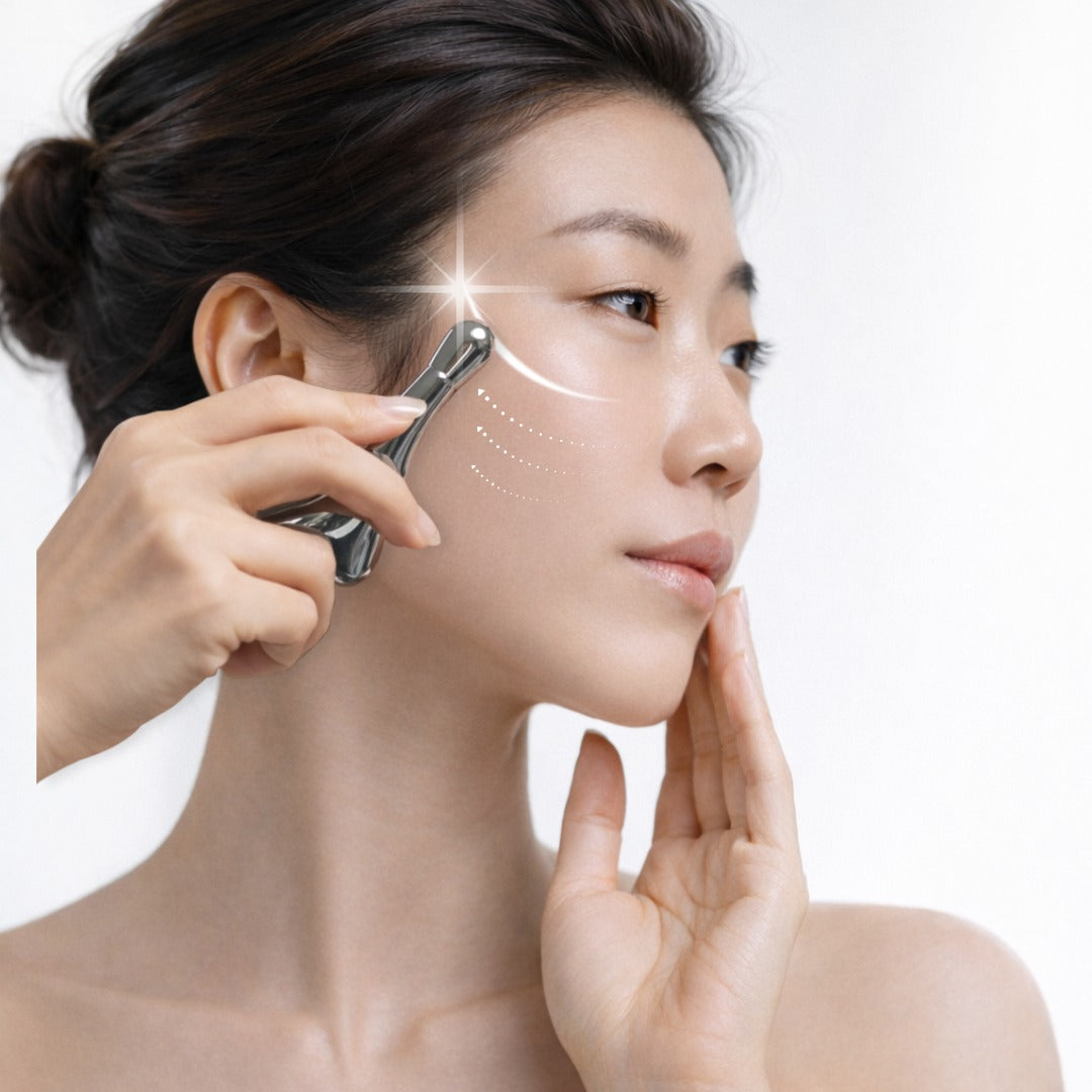 Korea Authentique Lift & Define Eye Roller Gua Sha : 2-in-1 Massager (+ Velvet Pouch Included)